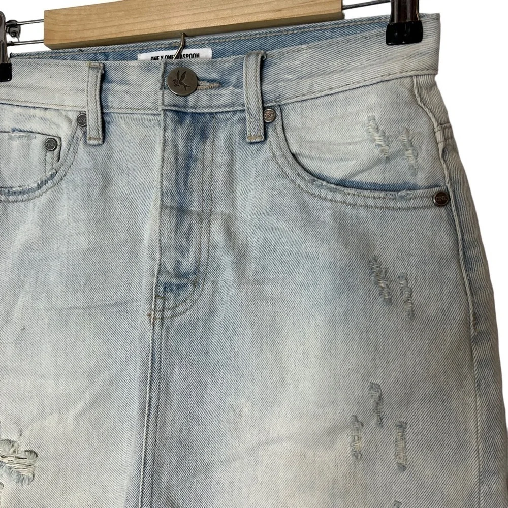 One teaspoon distressed raw hem denim mini skirt